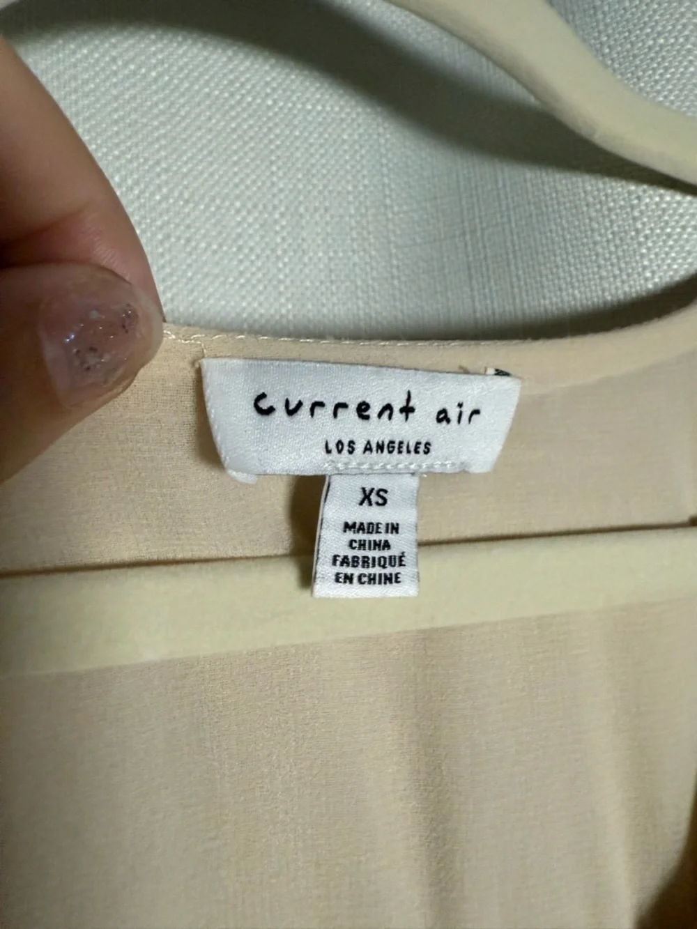 Anthropologie Current Air Blush Tan Satin Short Sleeve Surplice Blouse Size XS - Picture 3 of 8